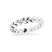 14K White Gold Textured Leaf Ring